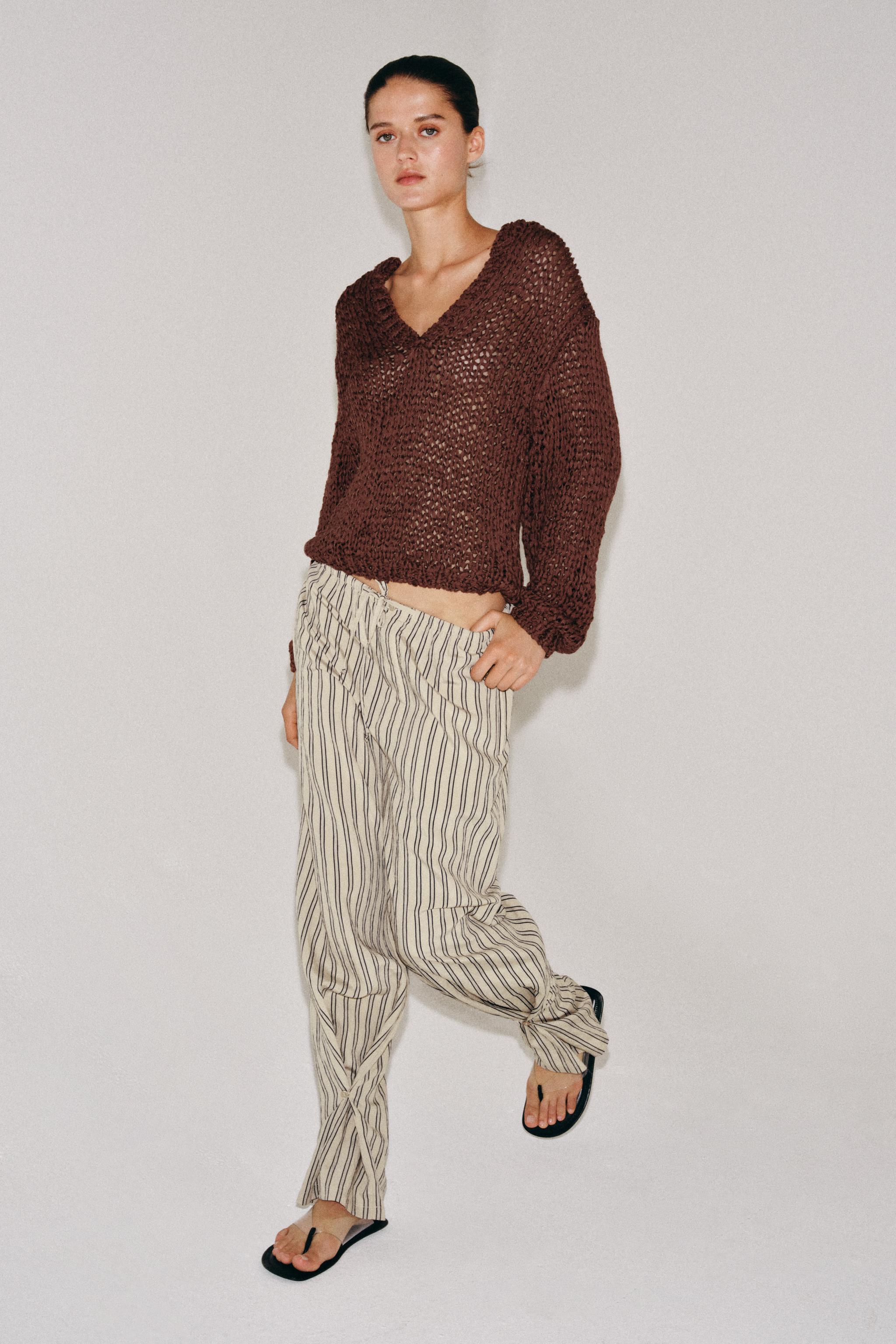 ZW COLLECTION STRIPED STRAIGHT LEG PANTS